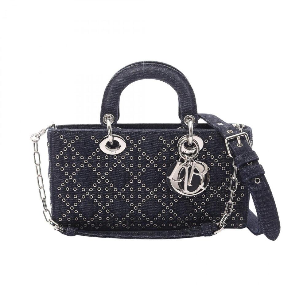 Christian Dior Dior Lady D-Joy Medium 3-Way Handbag, Denim, Navy.